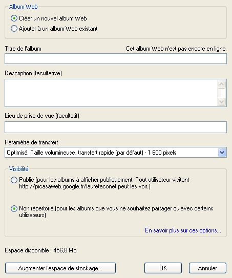 Mettre en ligne un album picasa