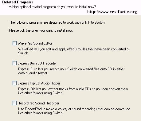 installation de switch pour convertir des fichiers real audio en MP3